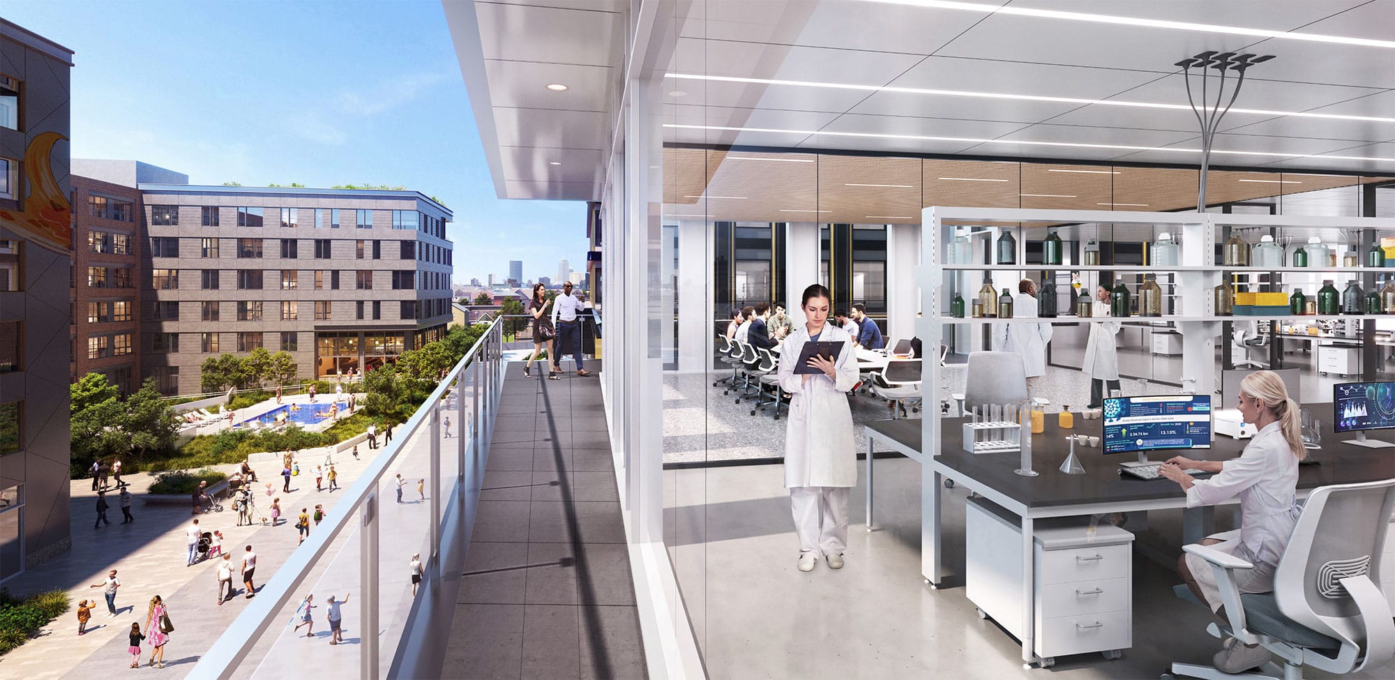 Terrace and lab space at Link on Lincoln