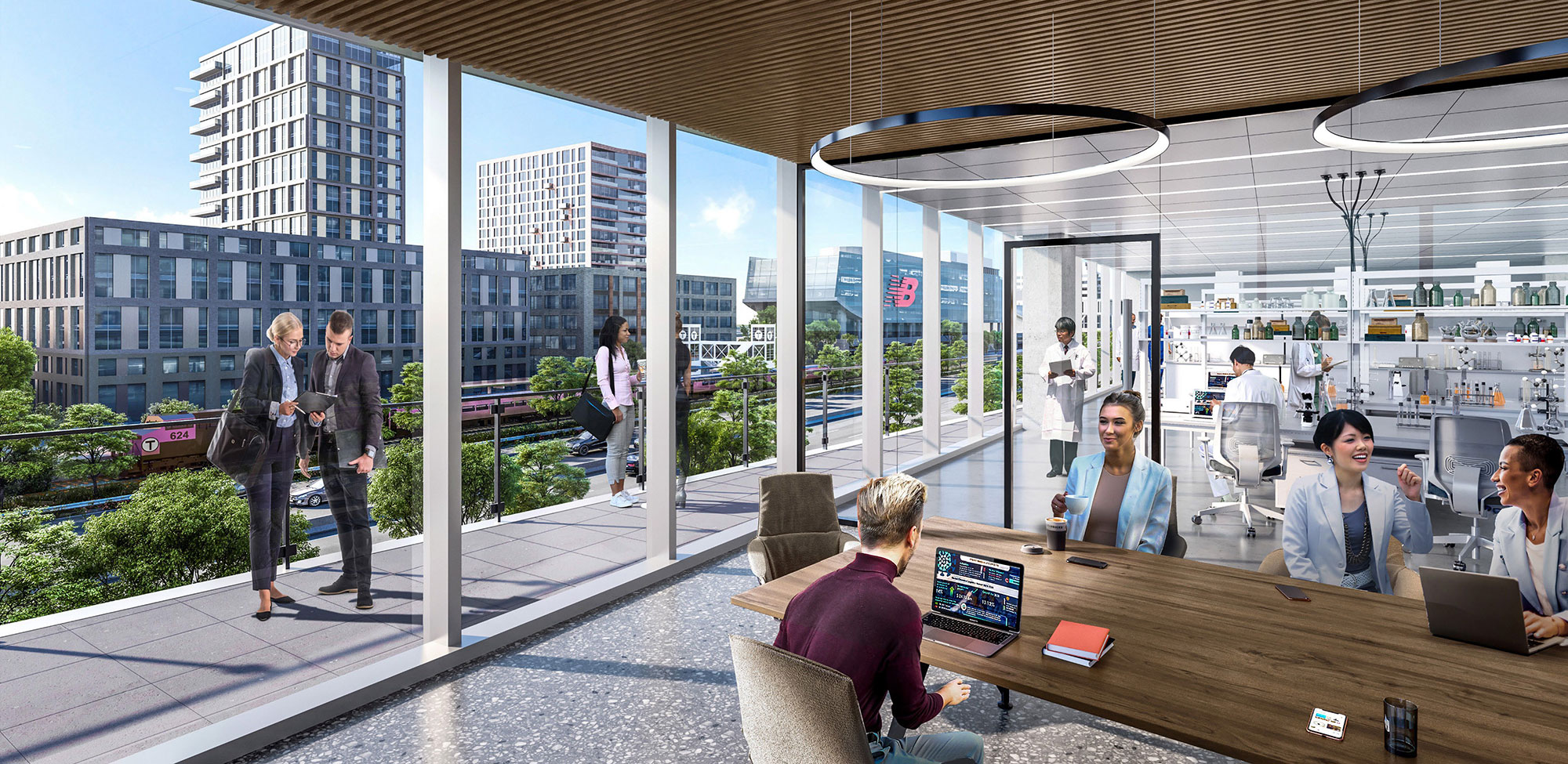 Office and lab space with a connecting terrace at Link on Lincoln