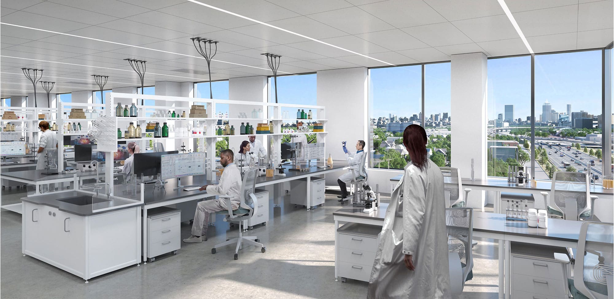 Lab space with scientists at Link on Lincoln